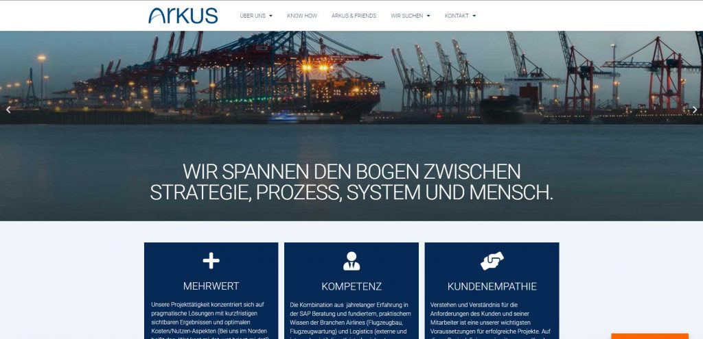Screenshot Arkus GmbH